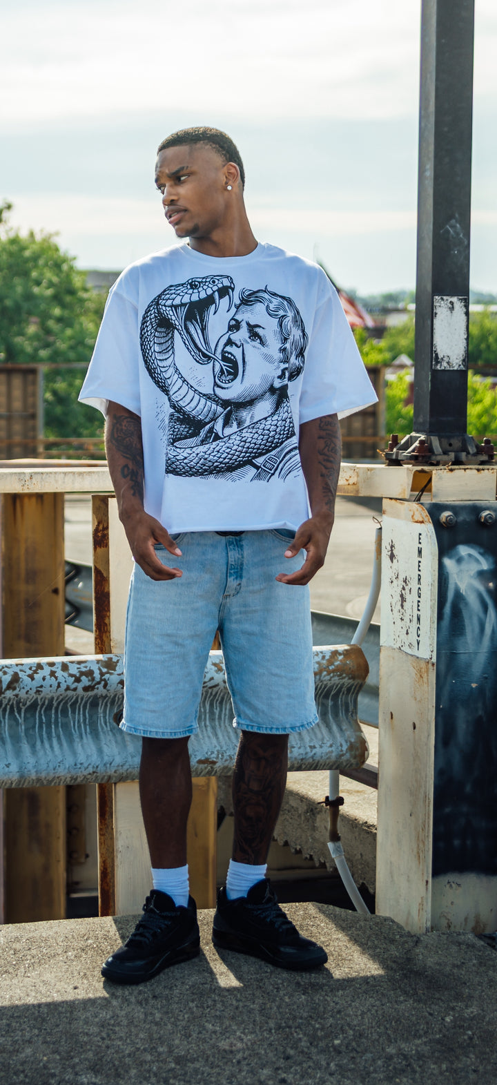 Snake Fam White Cropped Tee